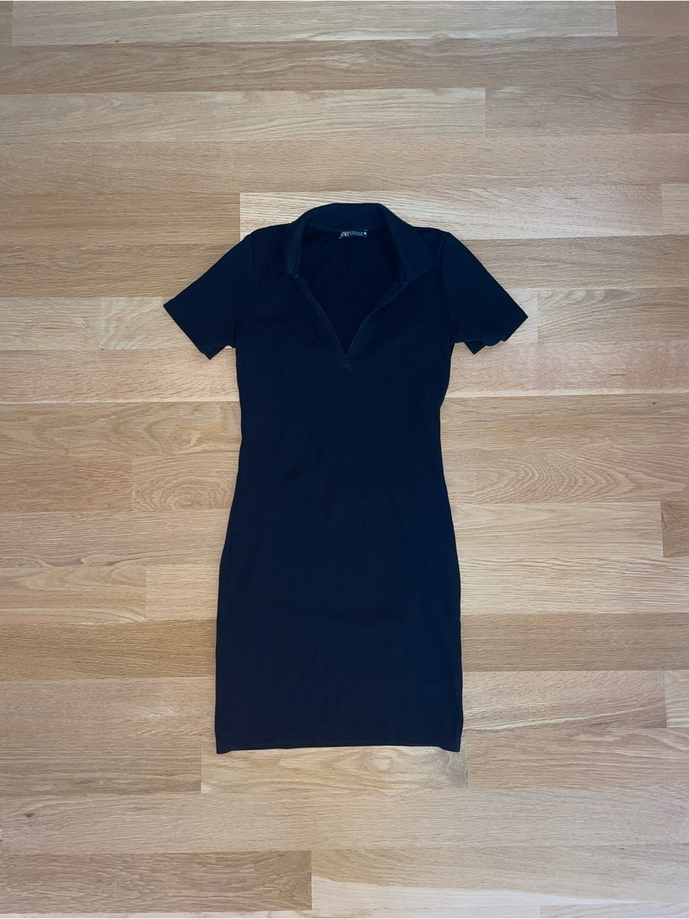 Zara Black Collared Short Sleeve Mini Dress